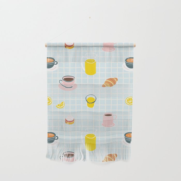 Retro breakfast coffee food pattern Wall Hanging Gallery Image 1