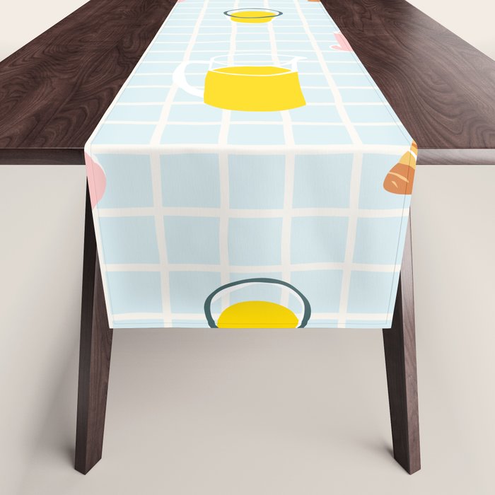 Retro breakfast coffee food pattern Table Runner Gallery Image 1