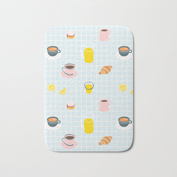 Retro breakfast coffee food pattern Bath Mat Gallery Image 1