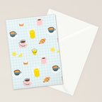 Retro breakfast coffee food pattern Stationery Card Gallery Image 2