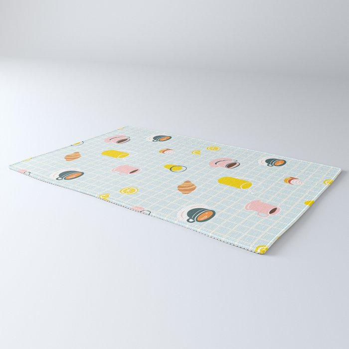 Retro breakfast coffee food pattern Rug Gallery Image 3
