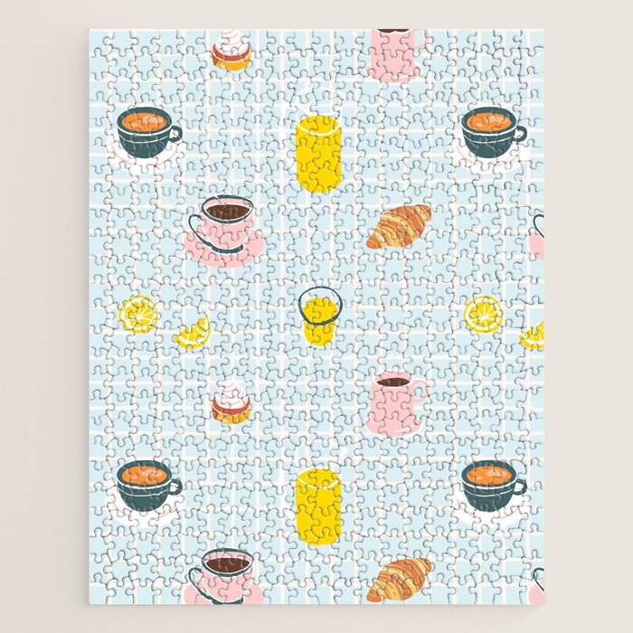 Retro breakfast coffee food pattern Jigsaw Puzzle Gallery Image 1