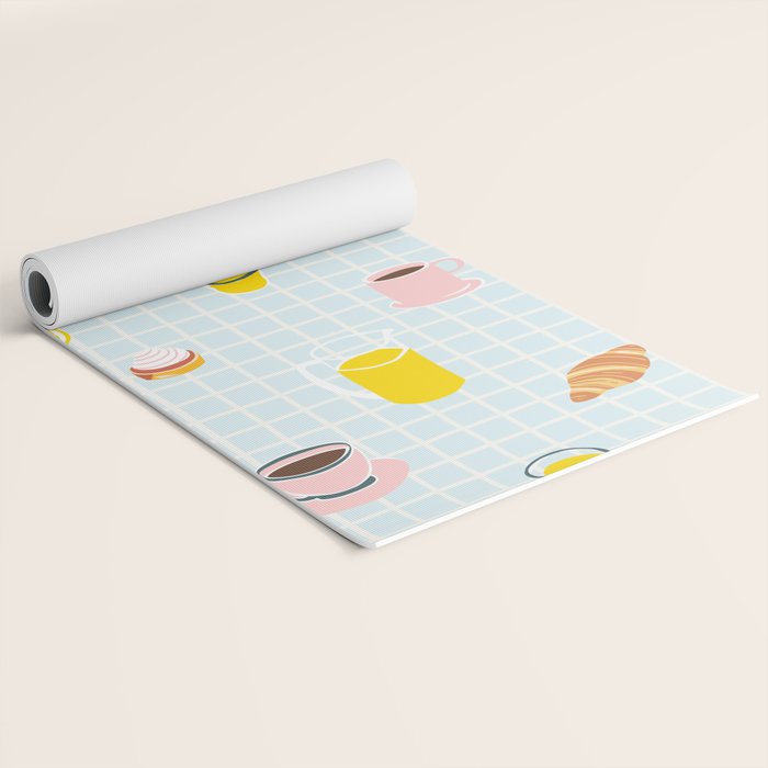 Retro breakfast coffee food pattern Yoga Mat Gallery Image 2