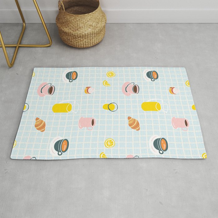 Retro breakfast coffee food pattern Rug Gallery Image 1