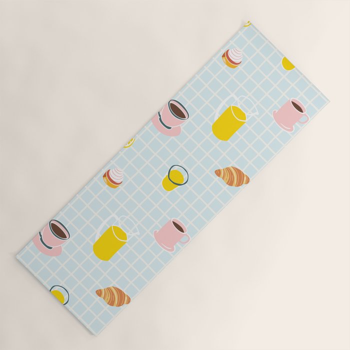 Retro breakfast coffee food pattern Yoga Mat Gallery Image 1