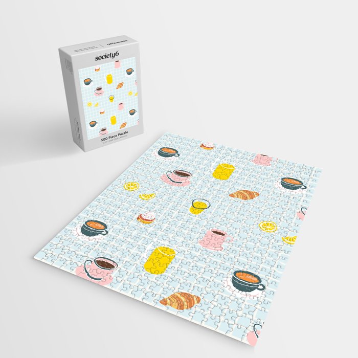 Retro breakfast coffee food pattern Jigsaw Puzzle Gallery Image 2