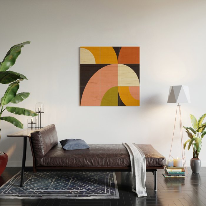 geometric modern mid century Wood Wall Art Gallery Image 2