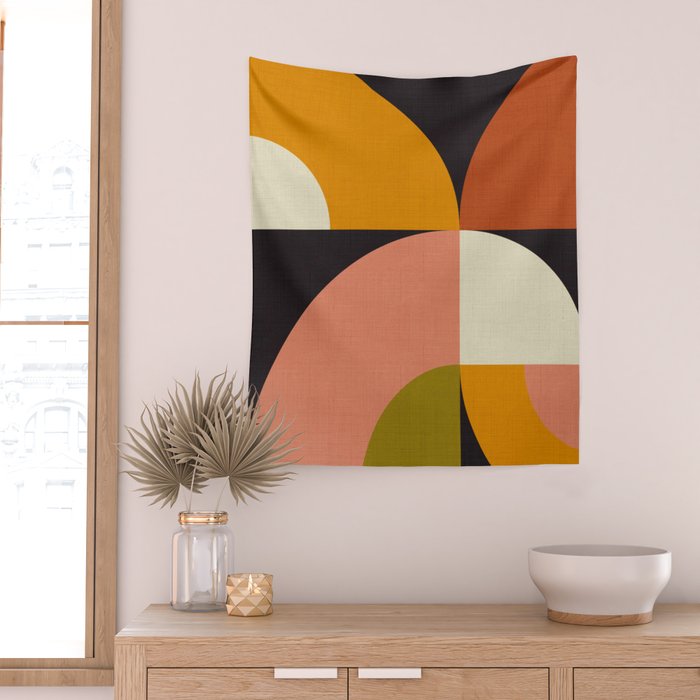 geometric modern mid century Wall Tapestry Gallery Image 2