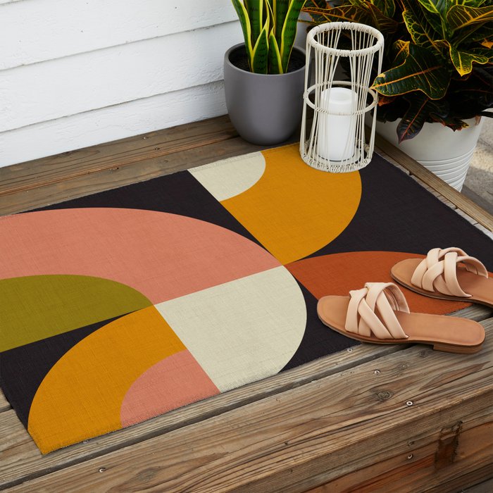 geometric modern mid century Outdoor Rug Gallery Image 2