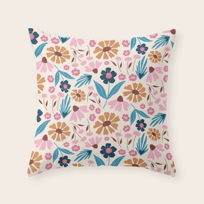 Wild Flowers - Bohemian  Throw Pillow Gallery Image 6
