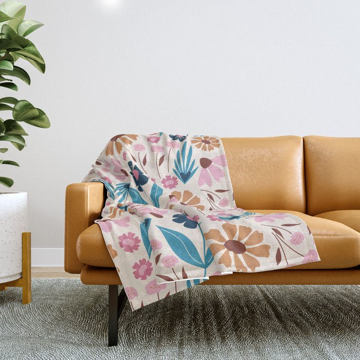 Wild Flowers - Bohemian  Throw Blanket Gallery Image 1