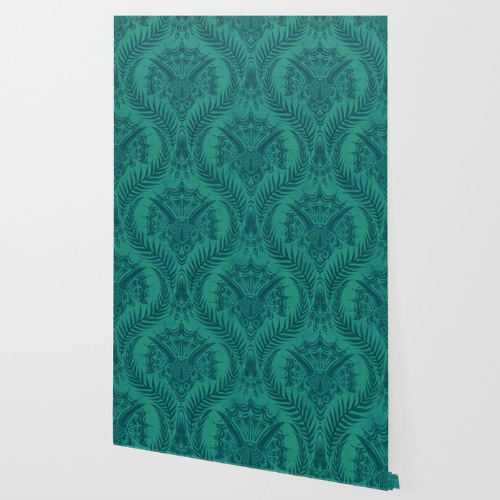 Triceratops Damask - Teal Wallpaper Gallery Image 2