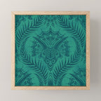 Triceratops Damask - Teal Mini Art Print Gallery Image 1