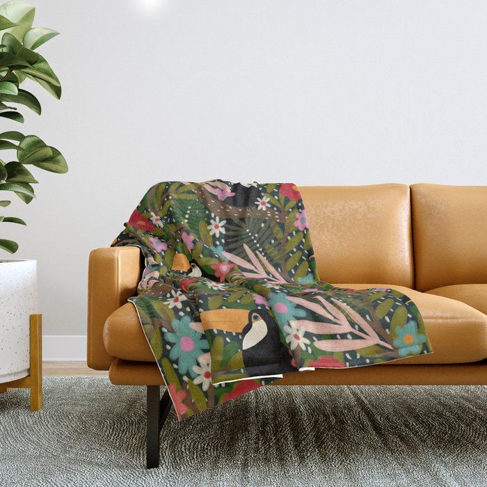 Toucan - Jungle  Throw Blanket Gallery Image 1