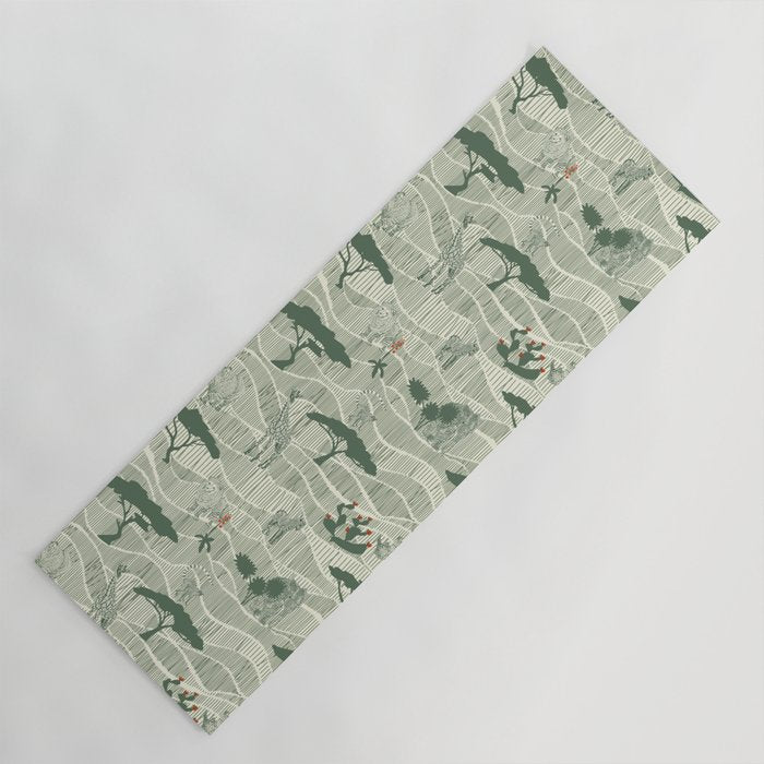 Wildlife Safari Savannah green Yoga Mat Gallery Image 1