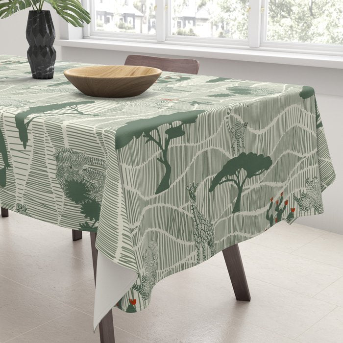 Wildlife Safari Savannah green Tablecloth Gallery Image 3