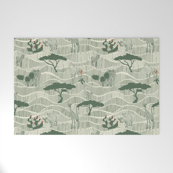 Wildlife Safari Savannah green Welcome Mat Gallery Image 1