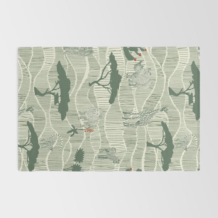Wildlife Safari Savannah green Rug Gallery Image 2
