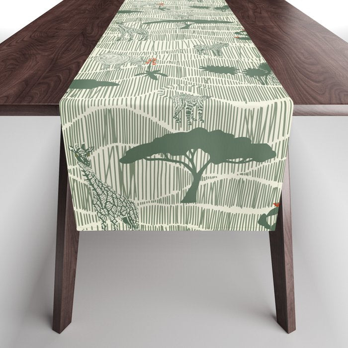 Wildlife Safari Savannah green Table Runner Gallery Image 1