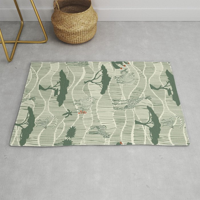 Wildlife Safari Savannah green Rug Gallery Image 1