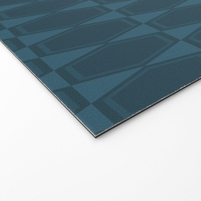Mid Century Modern Dark Blue Gray Geometric Hexad Pattern Welcome Mat Gallery Image 2