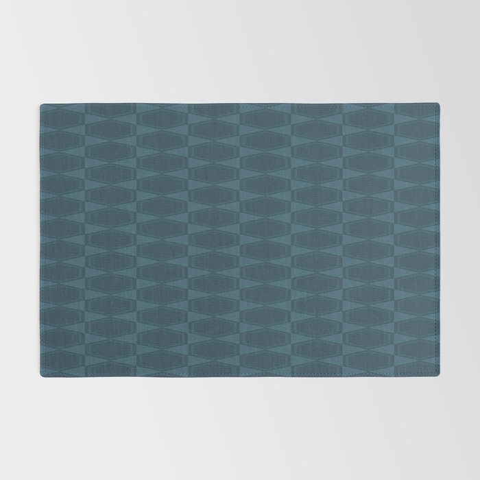 Mid Century Modern Dark Blue Gray Geometric Hexad Pattern Rug Gallery Image 2