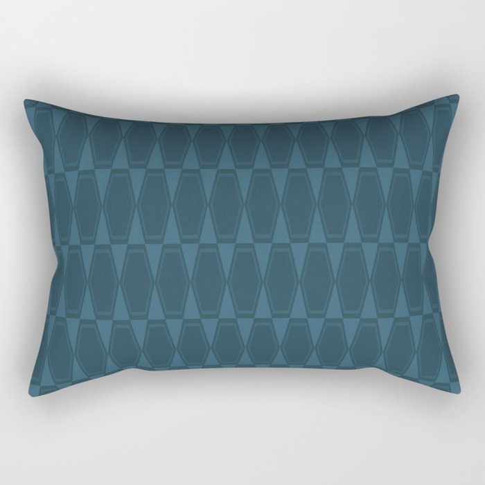 Mid Century Modern Dark Blue Gray Geometric Hexad Pattern Rectangular Pillow Gallery Image 1