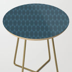 Mid Century Modern Dark Blue Gray Geometric Hexad Pattern Side Table Gallery Image 2