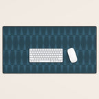Mid Century Modern Dark Blue Gray Geometric Hexad Pattern Desk Mat Gallery Image 1