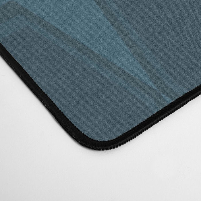 Mid Century Modern Dark Blue Gray Geometric Hexad Pattern Desk Mat Gallery Image 4