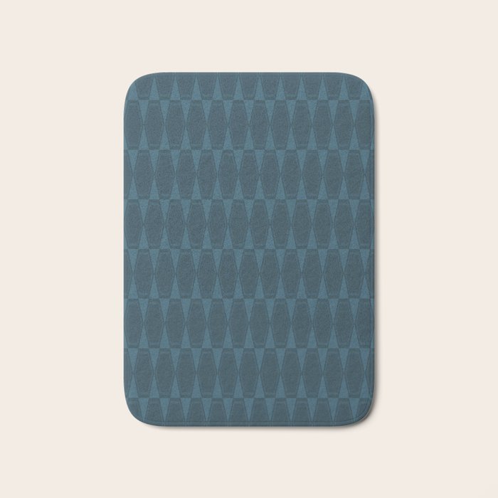 Mid Century Modern Dark Blue Gray Geometric Hexad Pattern Bath Mat Gallery Image 1