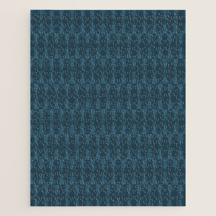 Mid Century Modern Dark Blue Gray Geometric Hexad Pattern Jigsaw Puzzle Gallery Image 1