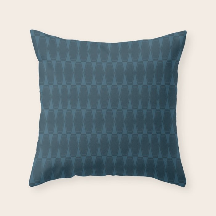 Mid Century Modern Dark Blue Gray Geometric Hexad Pattern Throw Pillow Gallery Image 6