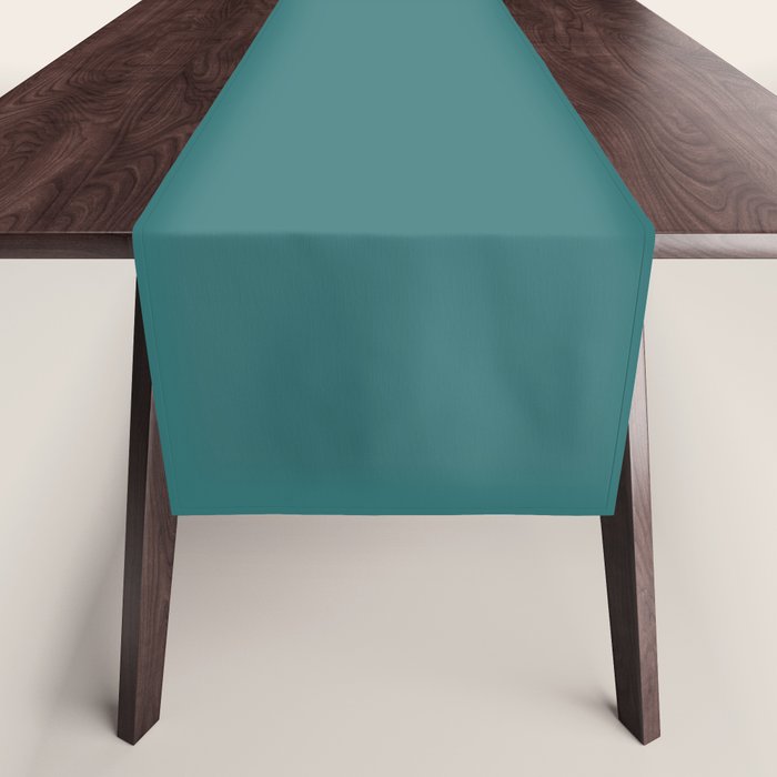 Deep Teal Blue Green Solid Color Table Runner Gallery Image 1