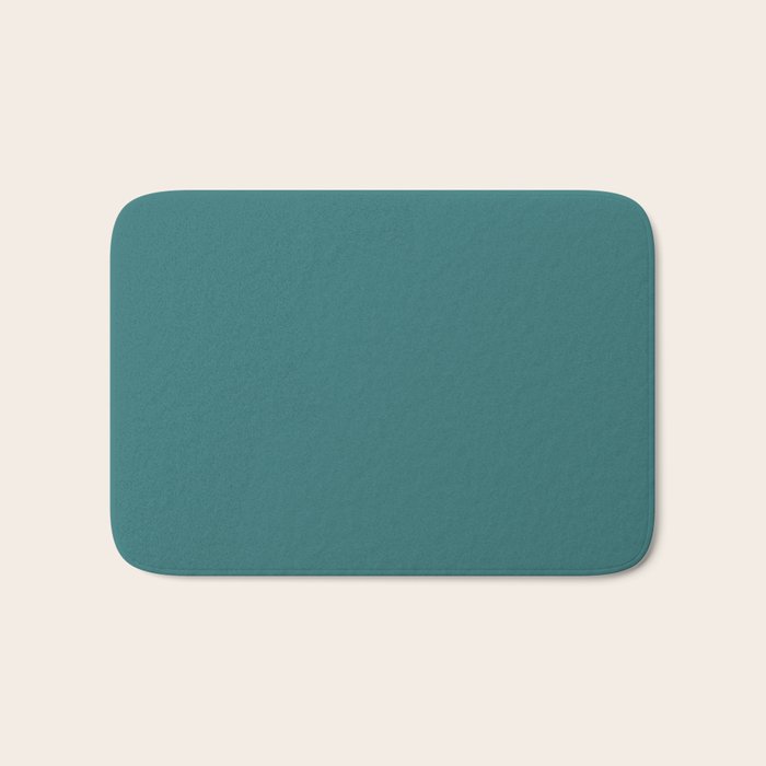 Deep Teal Blue Green Solid Color Bath Mat Gallery Image 1
