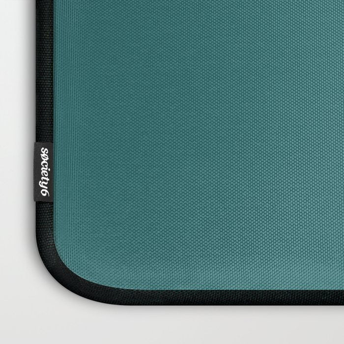 Deep Teal Blue Green Solid Color Laptop Sleeve Gallery Image 3
