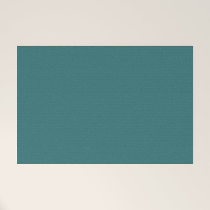 Deep Teal Blue Green Solid Color Welcome Mat Gallery Image 1