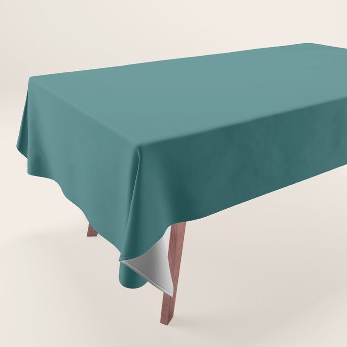 Deep Teal Blue Green Solid Color Tablecloth Gallery Image 1