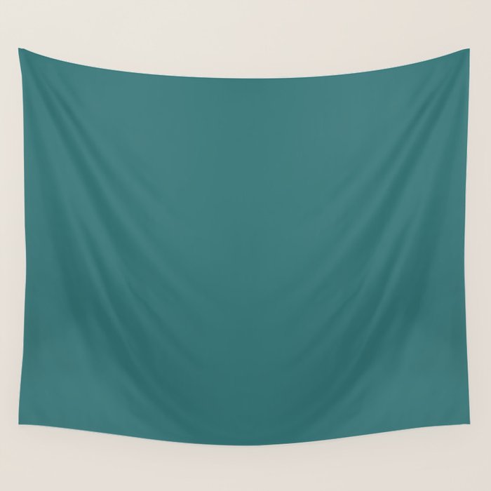 Deep Teal Blue Green Solid Color Wall Tapestry Gallery Image 1