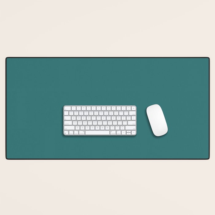 Deep Teal Blue Green Solid Color Desk Mat Gallery Image 1