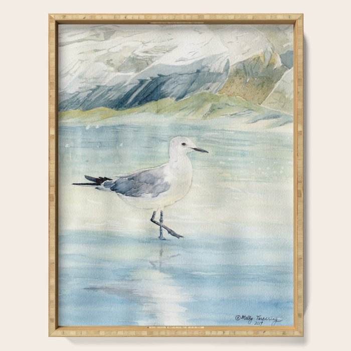 Seagull on the beach Serving Tray Gallery Image 1