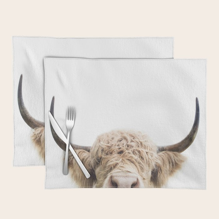Peeking Highland Cow Placemat Gallery Image 1