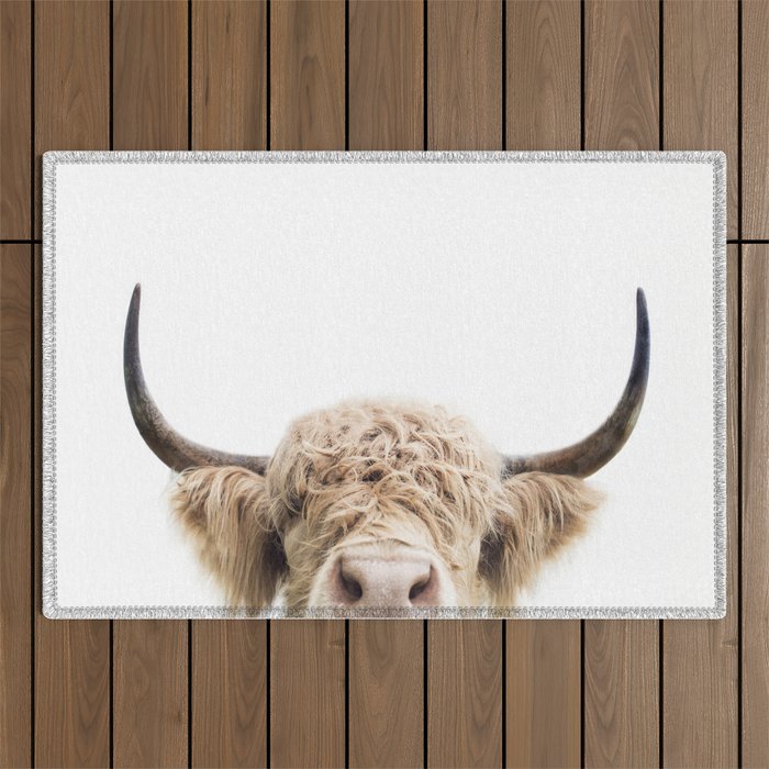 Peeking Highland Cow Outdoor Rug Gallery Image 1