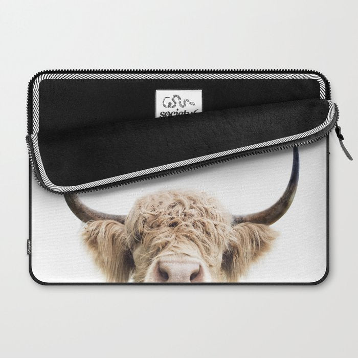Peeking Highland Cow Laptop Sleeve Gallery Image 2