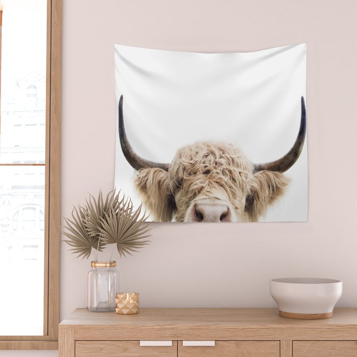 Peeking Highland Cow Wall Tapestry Gallery Image 2
