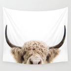 Peeking Highland Cow Wall Tapestry Gallery Image 4