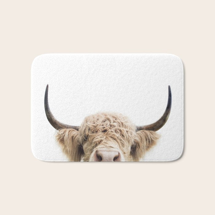 Peeking Highland Cow Bath Mat Gallery Image 1