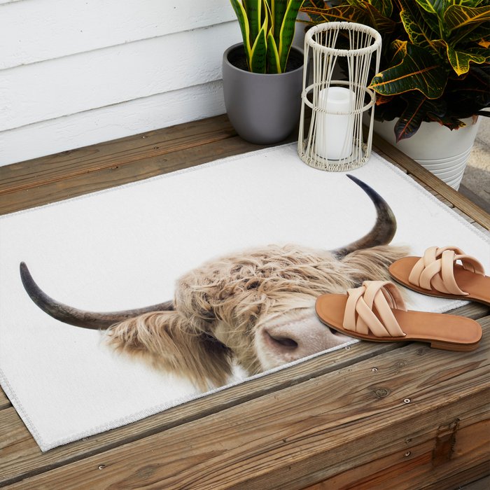 Peeking Highland Cow Outdoor Rug Gallery Image 2