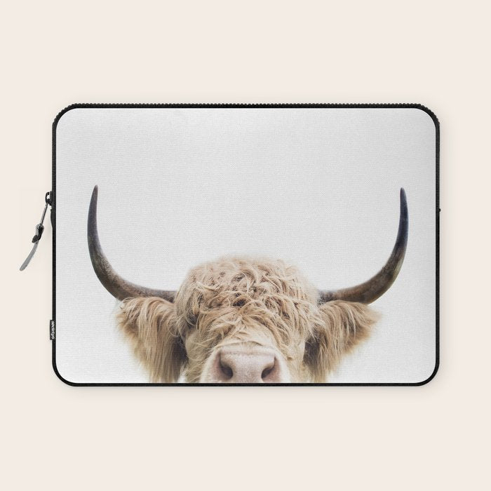 Peeking Highland Cow Laptop Sleeve Gallery Image 1