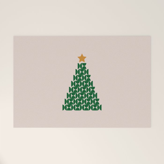 Winter Market | 05 - Festive Christmas Tree Green And Neutral Modern Holiday Welcome Mat Gallery Image 1